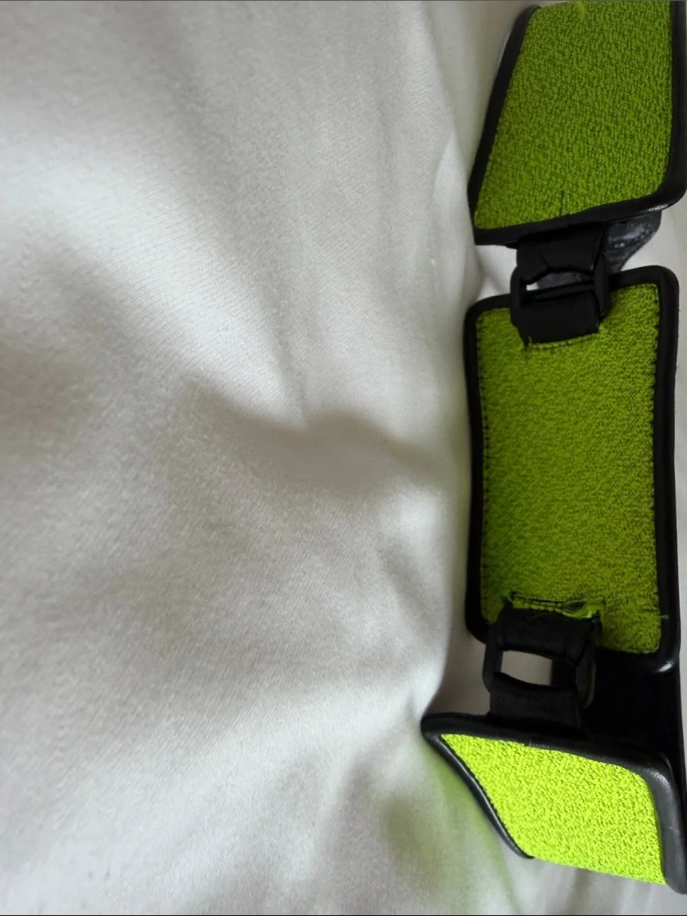 Mayle Black Leather Belt with Lime Green Fabric Inlay